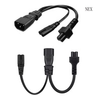 NEX IEC320 C14 to IEC320 C5+IEC320 C7 AC-Power Adapter Cable 3 Terminals Male to Female Power Connec