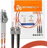 BEYONDTECH LC to ST Fiber Patch Cable Multimode Duplex - 1m (3.28ft) - 50/125um OM2 LSZH (2 Pack) Pu