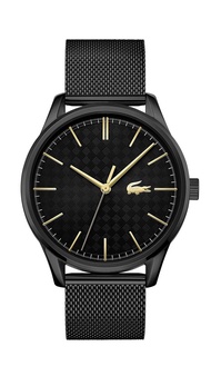 Vienna Men's Quartz Ionic Plated Black Steel Case Watch With Ionic Plated Black Steel Bracelet, Blac