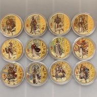 Twelve Gods Zodiac Commemorative Medallion Color Coin Metal Crafts Commemorative Gift 12 Gods Zodiac