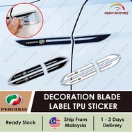 [2pc] PERODUA Leaf Blade Sticker Sheet Door Side Decoration TPU Car Label Accessori Bodykit Kereta Myvi Axia Bezza 2023