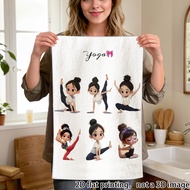 1pc, New Summer Product! Cartoon Doing Yoga Poses, 2d Flat Printing, Towel, In Direct Contact . Suit