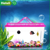 【HATELI】（27*17*15cm）Aquarium Tanks Medium Portable Creative Living Room Desktop Aquarium Transparent Plastic Aquarium