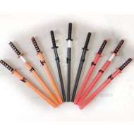 MSINAR KAYU Pedang mainan Kayu  Samurai Murah 38064# PEDANG KAYU   SIZE L:75CM RED & BLACK SAMURAI K