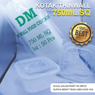 Thinwall 750ML Square SQ Plastic Food Container with Lid