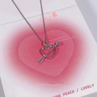 Women's Pink Heart Diamond Necklace Cupid Heart Necklace Fashion Adaptation Necklace