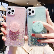 Casing For OPPO A53 A32 A12 A12E A5 A5S AX5 AX5S A3S A7 A9 A31 2020 Mobile Back Cover Glitter Silver Foil Transparent Soft Stand Phone Case