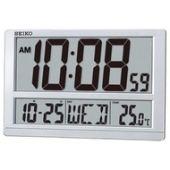 SEIKO QHL080 QHL080S Digital Silver Case Large LCD Thermometer Wall Clock