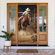 American West Rodeo Door Cover Welcome Spring Door Banner Decorations Porch Banner Sign Photo Backgr