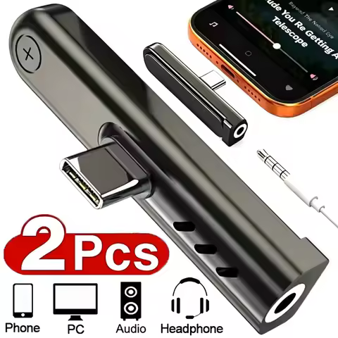 1-2Pcs Type C To 3.5mm Audio Adapter Foldable Phone Holder USB C To 3.5mm Headphone Jack Converter T