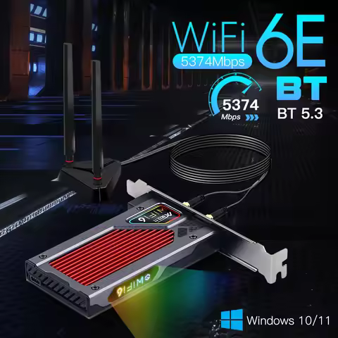 FENVI AXE3000 Wifi 6E AX210 PCIe Wireless Network Card 5374Mbps Tri-Band 2.4G/5G/6GHz Bluetooth 5.3 