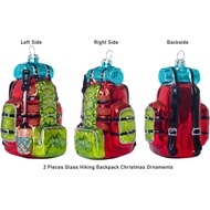 Set of 2 Camping Hiking Backpack Ornaments for Christmas Tree, Hand Blown Glass Backpack Ornament, C