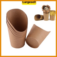100pcs Disposable Kraft Paper Fries Cup Take-out Egg Waffle Paper Cup French Fries Paper Cup Holder