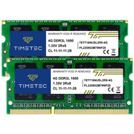 Timetec 8GB KIT(2x4GB) DDR3L / DDR3 1600MHz PC3L-12800 / PC3-12800 Non-ECC Unbuffered 1.35V / 1.5V C