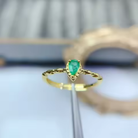 Sterling Silver Emerald Ring Classic Design 925 Silver Ring for Girl 3mm*5mm Natural Colombian Emera
