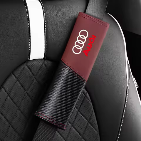 2025 Hot 2Pcs Car Seat Belt Shoulder Carbon fiber Protector Pads For Audi Sline A3 8P 8L 8V A4 B8 B6