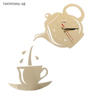 TT DIY Acrylic Coffee Cup Teapot 3D Wall Clock Decorative Kitchen Wall Clocks Decor TT