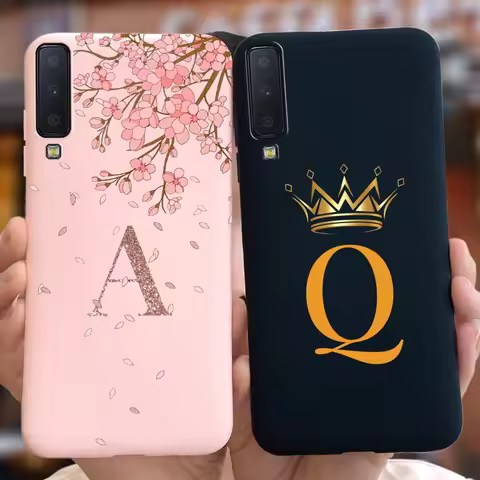 For Samsung Galaxy A7 2018 Case SM-A750F Cute Crown Letters Cover Silicone Soft TPU Phone Case For S