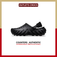 ใหม่และแท้ Crocs Echo Clog " Black " รองเท้าแตะ 207937 - 001 รับประกัน 1 ปี