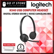 Logitech H340 USB Computer Headset Noise Canceling Mic Black