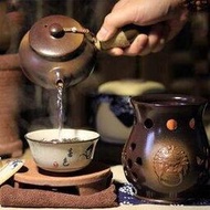 5Cgo 【代購七天交貨】525973047991 茶道功夫茶具老茶鬼粗陶宜興紫砂獅心側把壺煮茶爐酒精加熱茶壺配酒精燈燒水壺茶具用品套裝