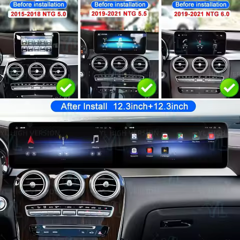 For Mercedes Benz C/GLC W205 2015-2021/W204 2011-2014 NTG 5.0 5.5 6.0 RHD Carplay dual screen car ra