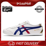 ONITSUKA TIGER MEXICO 66™ (สีขาว/น้ำเงิน-แดง) รองเท้าผ้าใบหนังสไตล์ย้อนยุคคลาสสิกสำหรับผู้ชายและผู้ห