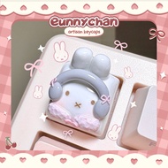 Miffy Bunny Headphones Y2K Handmade Artisan Keycap by eunnychan