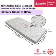 Children Cotton Fitted Bedsheet (60cm x 180cm) Cadar Sahaja(Fitted Bedsheet Suitable for mattress si