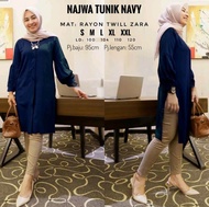 Baju Najwa Tunik Polos Tunik Rayon Twill Premium Lengan Balon