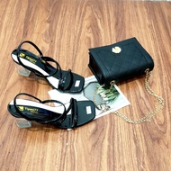 A45 1 package QUEEN glass heels + gemelina bag realpict99%
