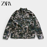 เสื้อแจ็คเก็ตผู้ชายมือสอง Zara ลายพราง แบบกระดุม ทรงคอตั้ง อก 46 ยาว 28 สภาพดี เฟดเล็กน้อย