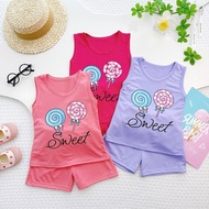 (PRICE FOR 1 SET SUPER CHEAP AT THE FACTORY) super cute candy printed clothes for girls from 8kg to 