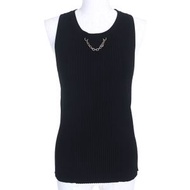 LOUIS VUITTON) 2022春夏 LV 鏈條圓領羅紋針織TOP，黑色，S碼，義大利製造，正品，女款，成色極佳。