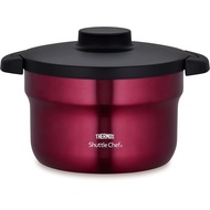 Thermos Vacuum Insulation Cooker Shuttle Chef 2.8L (for 3-5 people) Red Cooking Pot with Fluororesin Coating KBJ-3001 R