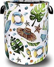 Funny Hawaii Laundry Hamper Surf Beach Elements Colorful Laundry Basket With Handles Foldable Oxford