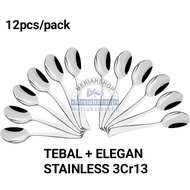 12pcs Corner Elite Dinner Spoons 3Cr13 stainless Steel Forks, Thick, Plain, Elegant, Food Grade Patt