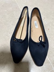 Bagllerina paris - 100% leather - hand made - Navy flat shoes
