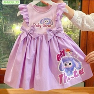 V13 Váy Labubu Đính Nơ Hồng Tím Kẻ Sọc Ngang Cho Bé Gái 10-30Kg Váy Cho Bé Gái Váy Bé Gái