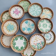 Color Plate European Style Tea Plate Folk Rattan Weaving Round Plate Bread Gourmet Fruit Shell Shell