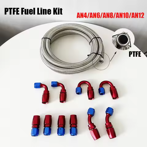 AN4 AN6 AN8 AN10 AN12 Stainless Steel PTFE Fuel Hose Oil Gas Cooler Line Pipe Tube 4x0° 4x45° 4x90° 