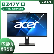 【10週年慶10%回饋】ACER B247Y D 窄邊視訊螢幕 (24型/FHD/HDMI/喇叭/IPS)