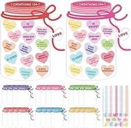 COcnny Valentine’s Day Craft Kit - 24 Set Make Your Own Love Heart Candy Jar Decor Craft for Kids, D