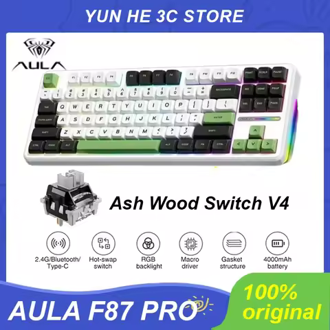 Aula F87 Pro Mechanical Keyboard Wired/2.4g Wireless/Bluetooth 3 Mode Hot Swap Rgb Pbt Gasket 87 Key