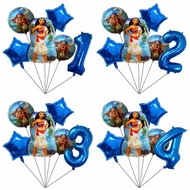 6Pcs Cartoon Princess Moana Theme 32inch Number Balloon Set Kids Girls 1 2 3 4 5 6 7 8 9th Moana Bir