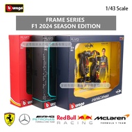 Bburago 1:43 2024 F1 Red Bull RB20 Ferrari SF24 Mercedes W15 Photo Frame Series Formula Racing Car A