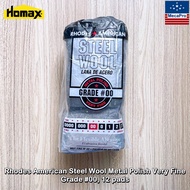 Homax® Rhodes American Steel Wool 12 Pads ใยขนเหล็กอเนกประสงค์ สำหรับขัดไม้ ขัดสนิม ขัดสแตนเลส