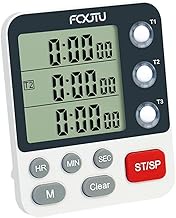 FCXJTU Digital Dual Kitchen Timer, 3-Channel Magnetic Countdown Stopwatch Timer for Cooking, Large D