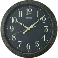 [Powermatic] Seiko QXA815 QXA815K Decorator Black Leather Texture Design Quiet Sweep Silent Movement Wall Clock