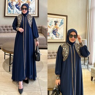 Abaya Turkey Terbaru Set Hijab Mewah Wanita Dewasa Elegan Modern Model Kekinian Gaun Pesta Kondangan